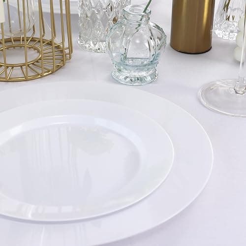 Moretoes 100PCS White Plastic Plates Disposable 10.25inch Dinner Plates and 7.5inch Dessert Salad Plates Heavy Duty Plates for Wedding Party and Birthday thumbnail 2