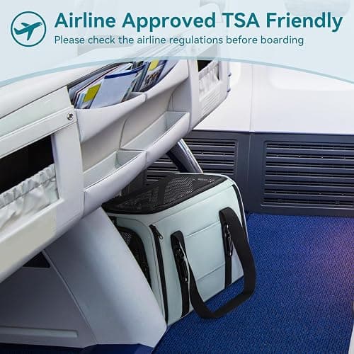 PETSFIT Cat Car Carrier for Small/Medium Cats Dogs, 18"x11"x11" Airline Approved Cat Carrier, with Patent Safety Buckles and Escape-Proof Zipper - Safeguarding Car Travel, Airplane, Vet, Outdoor thumbnail 4