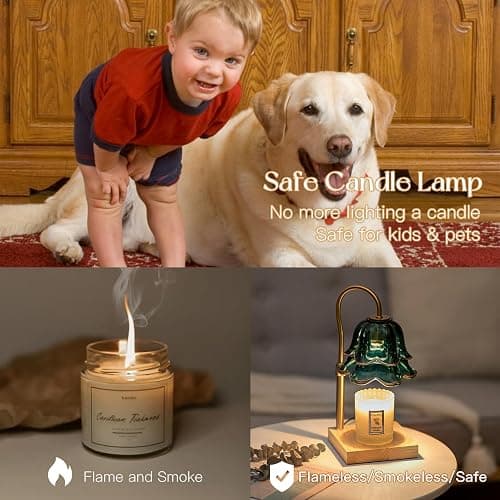 Candeldo Candle Warmer Lamp with Timer: Flower Candle Warmer with 2 Bulbs Green Height Adjustable Candle Warming Lamps Home Bedroom Decor Birthday Gift for Women thumbnail 3