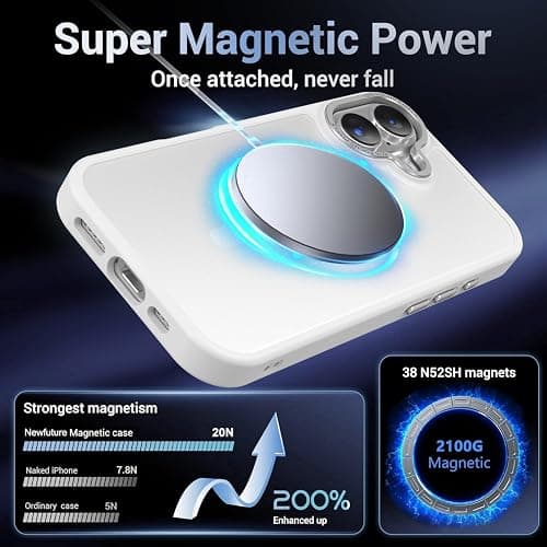 Newfuture Magnetic for iPhone 17 Case [Compatible with Magsafe] [Military Grade Drop Protection] Translucent Matte Anti-Scratch Shockproof Protective Phone Cover 6.3 Inch, Frosted White thumbnail 3