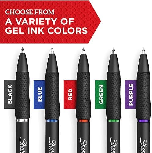 Sharpie S-Gel Gel Pens, Black Barrel, Medium Point (0.7mm), Black Gel Ink Pens, 12 Count - Home, Office, School, Journaling, Writing, Note-Taking, Teacher Supplies thumbnail 4