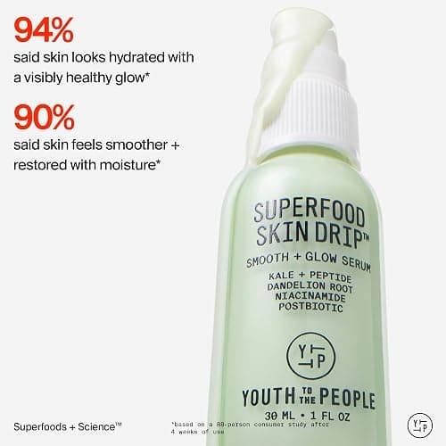 Youth To The People Superfood Skin Drip Face Serum (1 fl oz), Strengthens Skin Barrier + Evens Skin Tone, 5% Niacinamide, Kale, Peptides, Ceramides, Boosts Glow, Vegan thumbnail 4