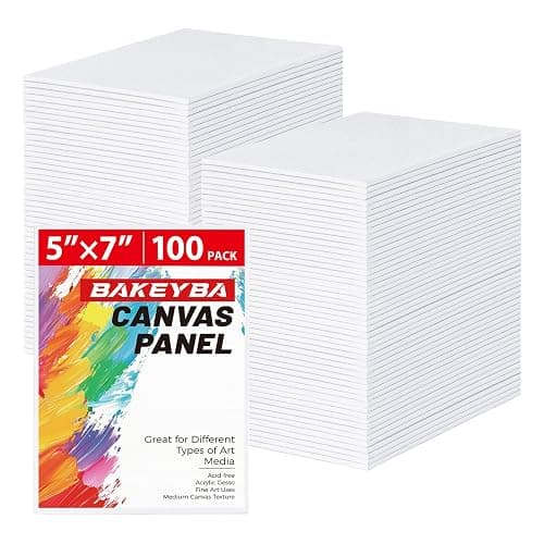 BAKEYBA 100 Pack 5x7 Inch Small Painting Canvas Boards for Kids Blank Canvas Panels White 100% Cotton for Acrylics Oil Watercolor Tempera Paints Art Class Supplies - Image 1