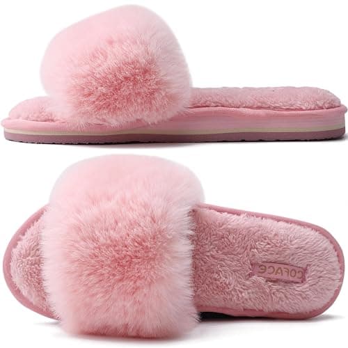 COFACE Arch Support Slippers for Women Ladies Faux Fur Slip On Sliders Orthopedic Slippers for Plantar Fasciitis - Image 1