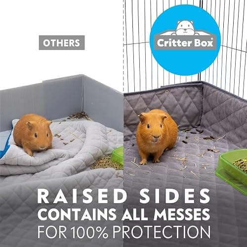 Paw Inspired Critter Box | Washable Guinea Pig Cage Liners with Raised Sides | Fleece Bedding for Guinea Pigs Rabbits, Hamsters, Small Animals | Edge Protected Pee Pads (2x4 (12" Grids)) thumbnail 3