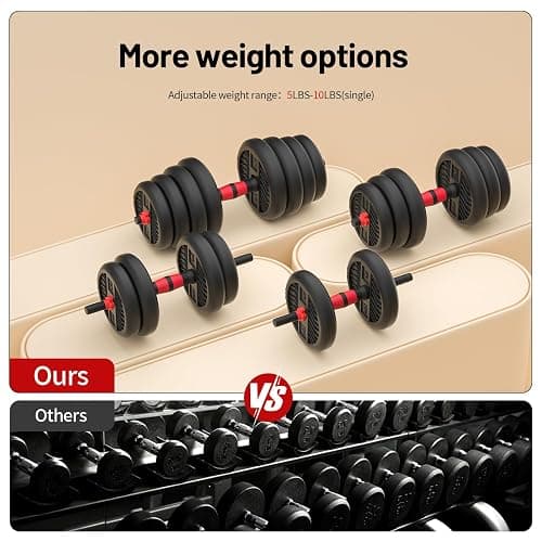 Adjustable Dumbbell, 20/30/40/60/80lbs Dumbbells Set, 4-in-1 Free Weights for Women/Men Workout Equipment Used as Barbell/Kettlebells/Push up Stand for Home Gym thumbnail 3