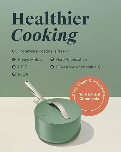 Caraway Nonstick Ceramic Sauce Pan with Lid (1.75 qt) - Non Toxic, PTFE & PFOA Free - Oven Safe & Compatible with All Stovetops (Gas, Electric & Induction) - Marigold thumbnail 7
