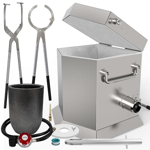 CANALHOUT 9KG/19.5lbs Propane Melting Furnace Kit with Two Tongs and Crucible, All New Kiln Metal Foundry Furnace Smelting Gold Silver Copper Aluminum, Metal Recycle Home Smelting Casting Tool - Image 1