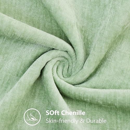 decorUhome Chenille Sage Green Summer Throw Pillow Covers 20x20 Inch Set of 2, Decorative Soft Couch Pillow Covers Solid Dyed Accent Farmhouse Neutral Square Pillow Cases for Sofa thumbnail 2
