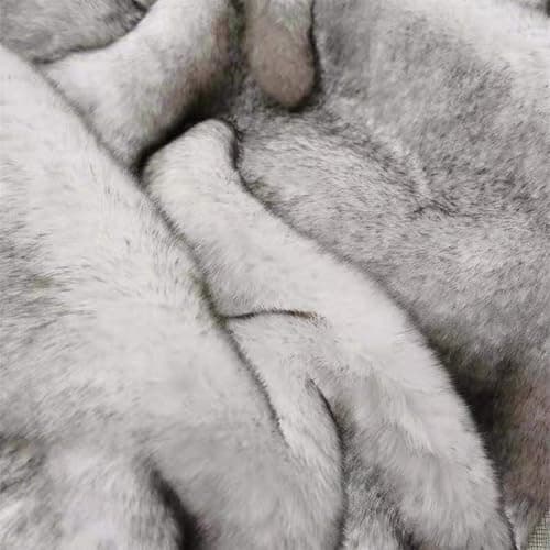 Soft Fuzzy Faux Fur Throw Blanket, Luxury Wolf White with Black Tipped Blankets, Long Shaggy Blanket, Cozy, Fluffy, Plush Sherpa Fleece Blanket, Throws for Decoration, for Couch, Bed, Sofa-23.6×59 thumbnail 4