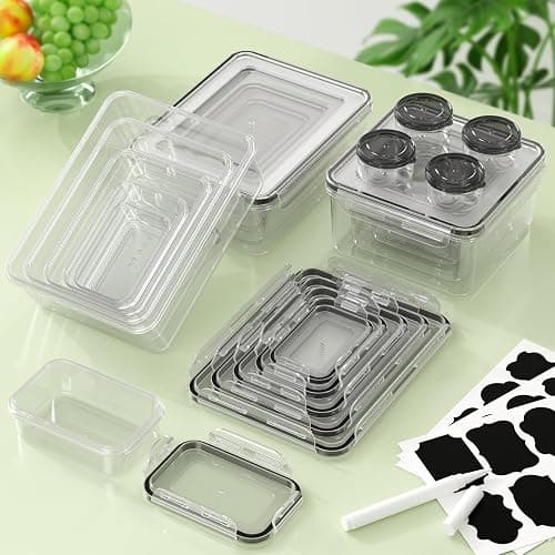 KEMETHY 36-Piece Food Storage Containers with Lids(18 Container & 18 Lid), Plastic Food Containers for Pantry & Kitchen Storage and Organization, BPA-Free, Leak Proof, Reusable with Labels & Pen thumbnail 2