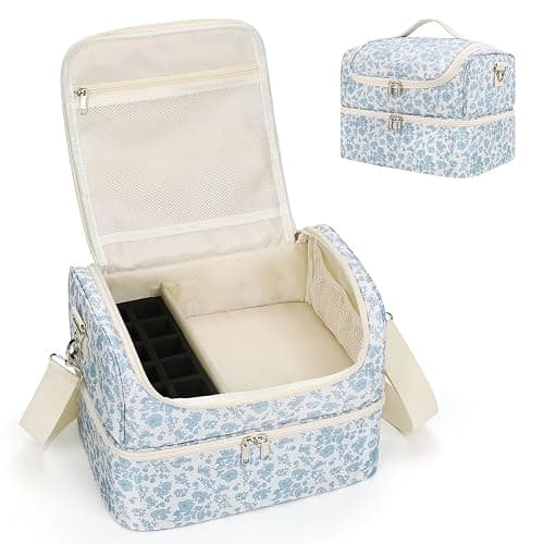 Nail Polish Organizer Case, Holds 45 Bottles & Nail Lamp, Travel Nail Tech Case - Image 1