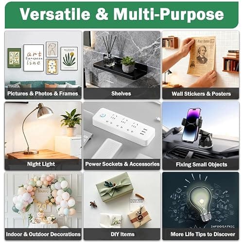 UGNEL 3 Rolls Double Sided Tape Heavy Duty - Total 30FT, Extra Strong Nano Tape Adhesive Strips Tape, Clear Mounting Tape Removable Two Sided Adhesive Tape for Walls, Posters, Rug, Picture Hanging thumbnail 4