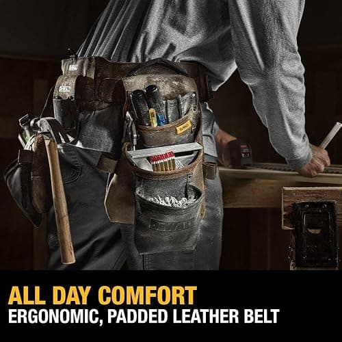 DEWALT Leather Tool Belt Organizer with 18 Pockets, Heavy Duty Construction (DWST550113) thumbnail 3