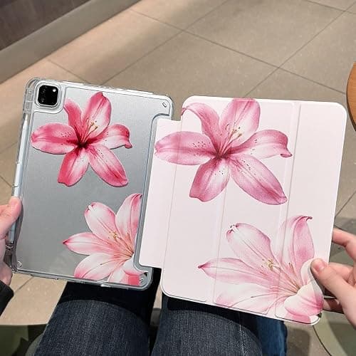 Fycyko Case for iPad (A16) 11th Generation 11 Inch 2025/iPad 10th Generation 10.9 Inch 2022, Aesthetics Flower Pattern Design with Pencil Holder Shockproof Protective Cover,Lily thumbnail 8