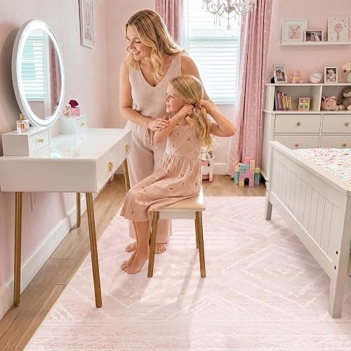 BESTSWEETIE 6'x9'Washable Area Rug for Living Room Bedroom Lightpink | Soft Western No Slip Low Pile Print Foldable Indoor for Bedroom Kitchen Dining Room thumbnail 6