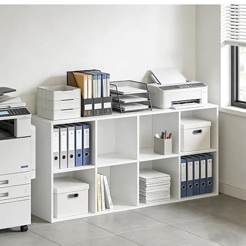 SageNest 8-Cube Storage Organizer Shelf, Open Cube Bookshelf, Reversible Bookcase, Sturdy Modern Storage for Home Office, Bedroom, Living Room, White thumbnail 2