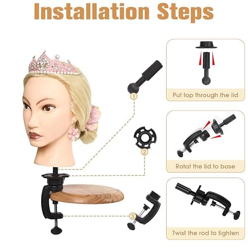 MYSWEETY Mannequin Head Human Hair, 26" Cosmetology Mannequin Head with 80% Human Hair, Doll Head for Hair Styling with Clamp Holder and Tools (White) thumbnail 6