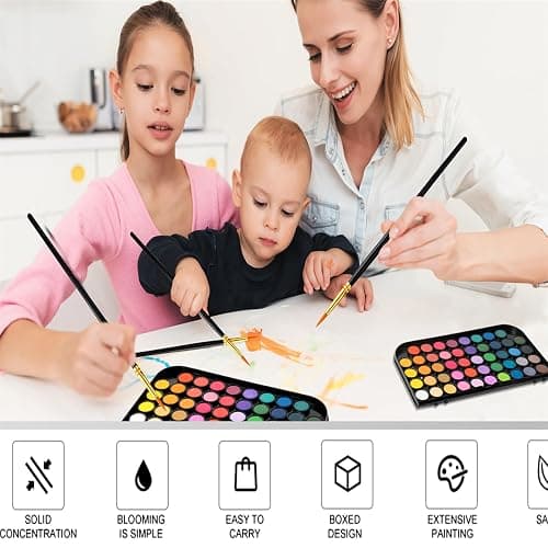 GETHPEN Watercolor Paint,48 Colors Washable Watercolor Paint Set With Brush, Refillable Water Brush Pen, Palette, and Water-Washable Paints for Kids, Adults and Artists. thumbnail 8