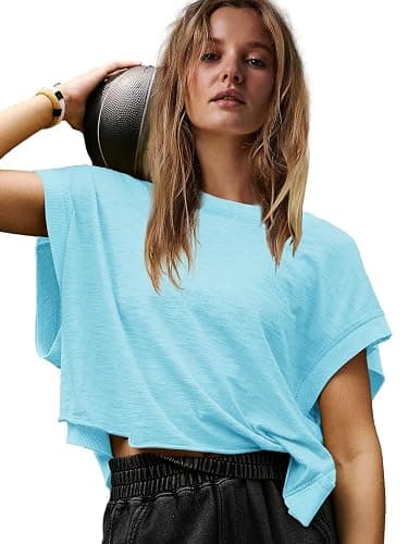 Panadila Womens Open Back Workout Top Oversized Workout T Shirts Backless Athletic Shirt Short Sleeve Baby Tee thumbnail 2