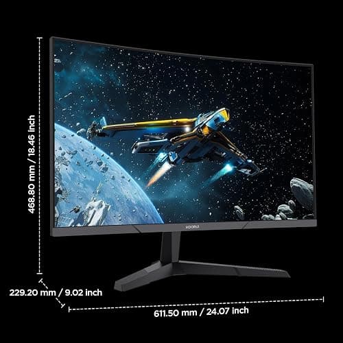 KOORUI 27 Inch Curved Gaming Monitor, Full HD 1080p 1500R 180Hz Computer Monitor, 99% sRGB, Adaptive Sync, Display Port 1.2x1 & HDMI 2.0x2, Eye Care, VESA Compatible, Black 27E6CA thumbnail 8