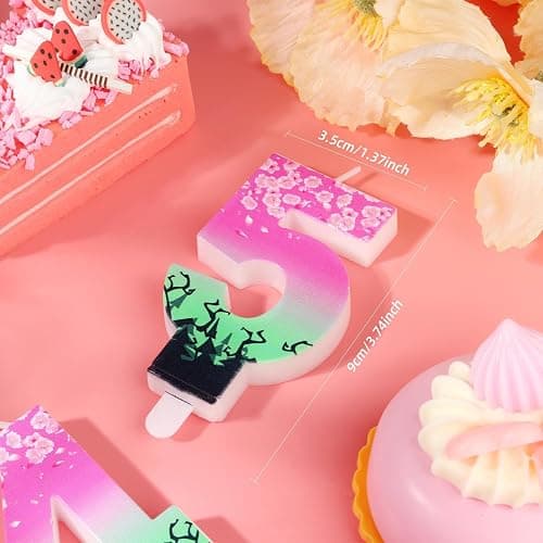 iNINGER Pink Number 9 Birthday Candles,9th Witch Party Decorations 9th Birthday Supplies Witch Theme Cake Topper,Fluorescent Green Candles for Baby Shower Party Decorations thumbnail 2