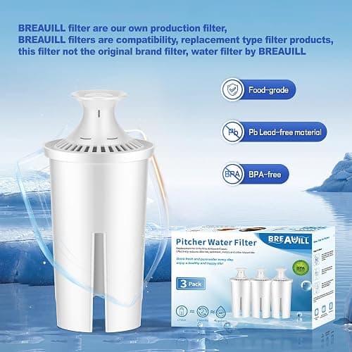 BREAUILL Replacement for Brita® Water Filter, Pitchers and Dispensers, NSF Certified Water Filter Replacement for Brita® Classic, OB03, Mavea® 107007 35557, 3 PCS Water Pitcher Filter thumbnail 7