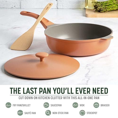 Goodful All-in-One Pan, Multilayer Nonstick, High-Performance Cast Construction, Multipurpose Design Replaces Multiple Pots and Pans, Dishwasher Safe Cookware, 11-Inch, 4.4-Quart Capacity, Terracotta thumbnail 2