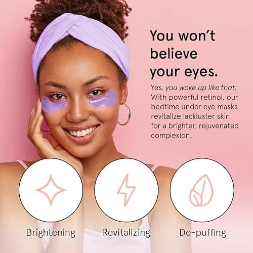 grace & stella Retinol Under Eye Patches for Puffy Eyes & Dark Circles - Restoring Gel Under Eye Masks with Hyaluronic Acid - Bridesmaid Gifts, Birthday Gifts for Women (Purple, 24 Pairs) thumbnail 3