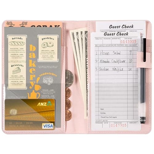 CoBak Server Book – Compact Organizer with Clear and Money Pockets, Pen Holder, Fits Apron Perfectly, Leather Waitress Book thumbnail 2