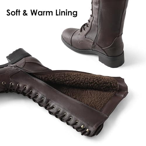 DREAM PAIRS Women's Knee High Riding Combat Boots | Lace up Design with Fur Lining thumbnail 4