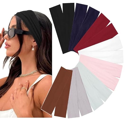 Huachi Headbands for Women 16 Pack Elastic Hair Bands, Non Slip Soft Cloth Fabric Head Bands, Fashion Womens Headband - Image 1