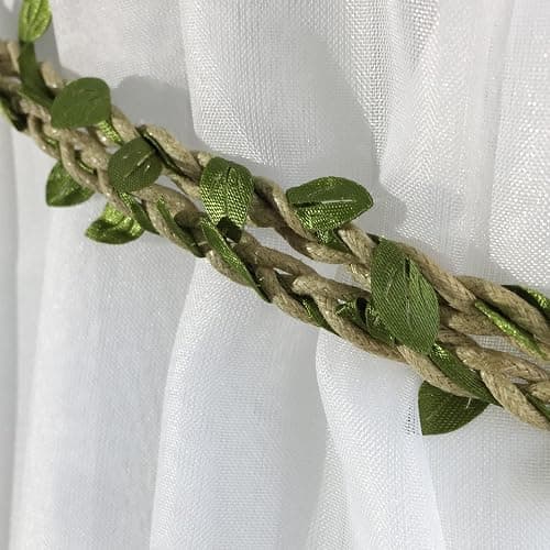 Valea Home Curtain Tiebacks Ropes Natural Burlap Rope Holdbacks with Artificial Vines Fake Foliage Ivy Leaf for Rustic Wedding Party Home Decorative Curtain Holders, Set of 4 thumbnail 7
