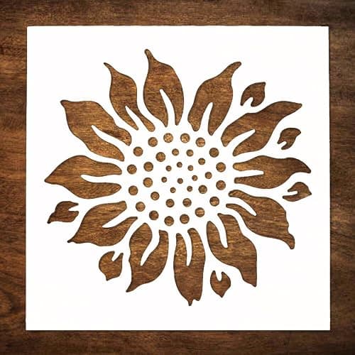 DLY LIFESTYLE Sunflower Stencil for Painting on Wood, Canvas, Paper, Fabric, Walls and Furniture - Sunflower Flower Stencil - 6x6 Inches - Reusable DIY Art and Craft Stencils - Floral - Image 1