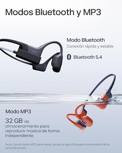 SHOKZ OpenSwim Pro Auriculares Conducción Ósea Natación, Inalámbricos Bluetooth 5.4 Open-Ear Deportivos, Impermeables IP68, 32GB MP3, Carga Inalámbrica, Mics. Cancelación Ruido, 9H de Autonomía, Gris thumbnail 4