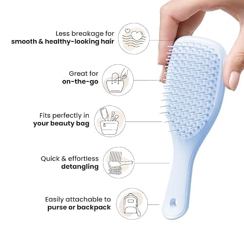Tangle Teezer Ultimate Detangler Hairbrush, Eliminates Knots & Reduces Breakage, Mini Hair Brush for Travel, Small Hands & All Hair Types, Digital Lavender thumbnail 4