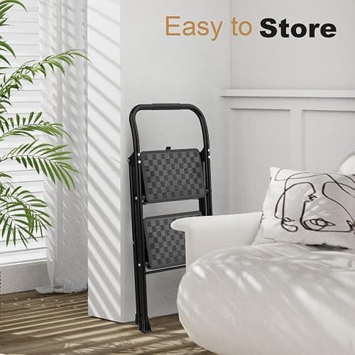 HBTower 2 Step Ladder, Step Stool for Adults,2 Step Ladder Folding Step Stool with Wide Pedal Ergonomic Design thumbnail 6