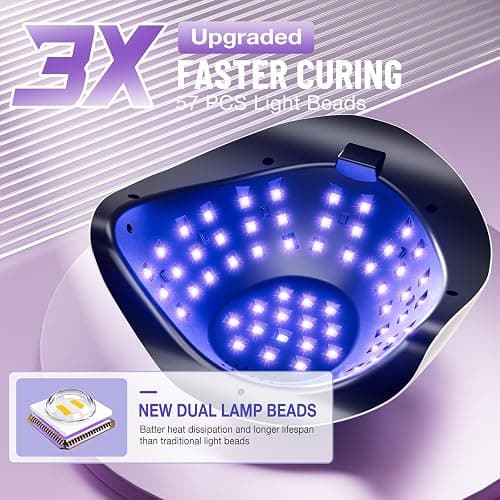 LadyMisty 268W UV LED Nail Lamp, 2026 Upgrade UV Light for Gel Nails with 57 Beads, Nail Dryer with 4 Timer Setting & LCD Touch Display, Professional Nail Lamp – Best Gifts (Black) thumbnail 2