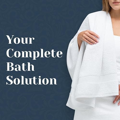 Luxury White Bath Towel Set of 8 Pieces - 100% Turkish Cotton 700 GSM Highly Absorbent Towels for Bathroom, 2 Bath Towels, 2 Hand Towels, 4 Washcloths thumbnail 3