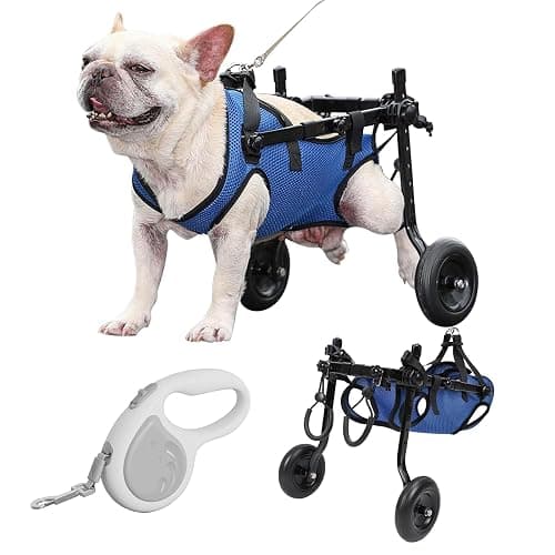 Dog Wheelchair for Back Legs with Pet Traction Rope, X-Small Wheelchair for Dogs with Disabled Hind Legs Walking Adjustable Dog Carts with Heavy Duty Wheels - Image 1