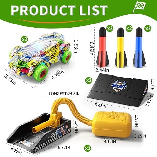 Beby Buty Indoor Outdoor Car Launcher Toys for Kids Boys, Rocket & Cars Launcher Toys Include 6 Foam Rockets & 2 Cars, Ideas 3 4 5 6 Years Boys Toys Birthday Gifts, Outdoor Toys for Kids Ages 3-5 4-8 thumbnail 2