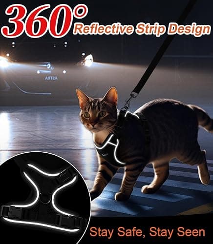 Cat Harness and Leash for Walking Escape Proof Soft Adjustable Cat Leash Breathable Comfortable Vest Easy to Wear Kitten Harness for Outdoor Travel Black XS thumbnail 6