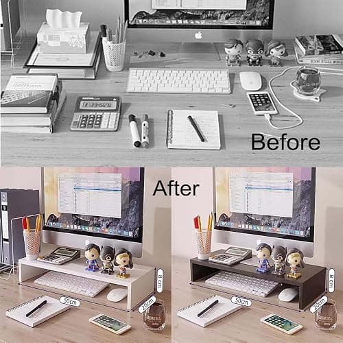 Wbeian Wood Monitor Stand Riser for Computer, Laptop Notebook, Printer Riser, iMac, PC, Ergonomic Home Office Desk Monitor Stand 19.6 Inch thumbnail 3
