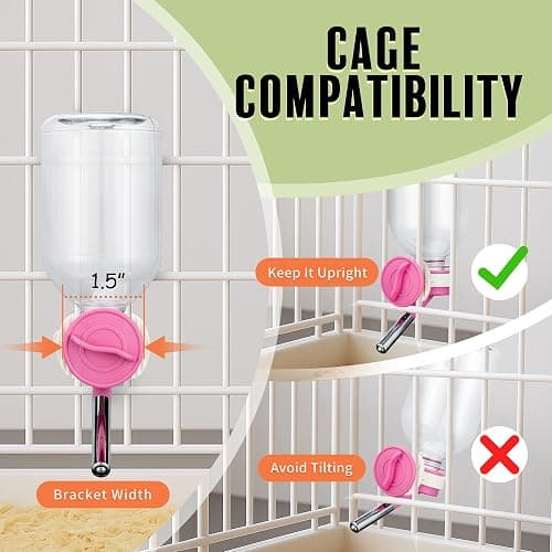 Choco Nose Patented No-Drip Water Bottle/Feeder for Guinea Pigs/Hamsters/Bunnies/Ferrets/Other Small Pets, Critters and Animals -for Cages, Crates or Wall Mount. 10.2 oz. Nozzle 10mm, Pink (C128) thumbnail 6