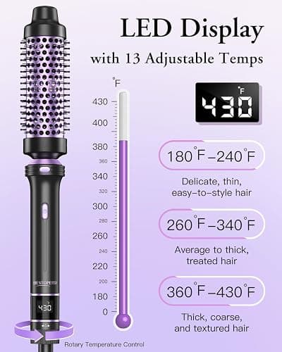 5 in 1 Curling Iron, Curling Wand Set with Thermal Brush, Flat Iron Hair Straightener, 3 Ceramic Irons (0.35"-1"), 13 Adjustable Temps, Hair Curler Waver with Heat Resistant Mat, Glove, Clip thumbnail 3