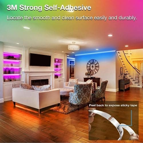 VOLIVO LED Strip Lights 50 FT,Color Changing Led Light Strips Kit with 44 Keys IR Remote Control, Lighting for Bedroom, Room, Home Decoration thumbnail 6