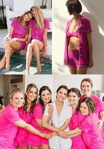 SWOMOG Womens Button Down Pajamas Set Short Sleeve Sleepwear Bride Soft Pj Lounge Sets XS-3XL thumbnail 4