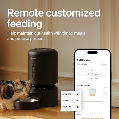 PETLIBRO Automatic Cat Feeder, 5G WiFi Automatic Dog Food Dispenser with Freshness Preservation, 5L Timed Pet Feeder with Low Food Sensor, Up to 10 Meals Per Day, Granary Black thumbnail 2