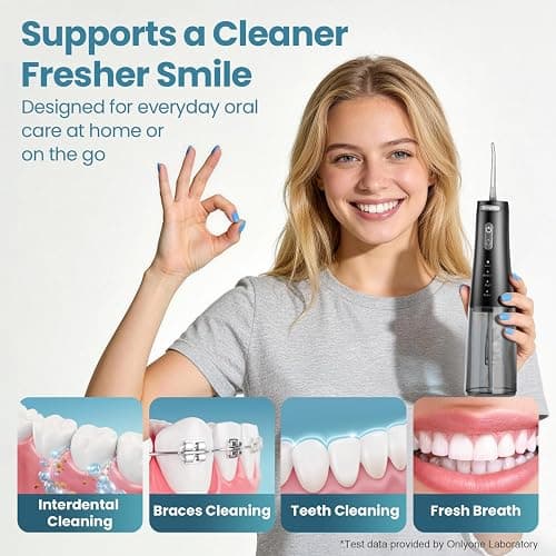 Onlyone Rechargeable Cordless Water Flosser with Adjustable Water Pressure for Daily Oral Care, Power Dental Flosser for Home and Travel Use, Portable Oral Irrigator for Sensitive Gums and Braces Care thumbnail 5