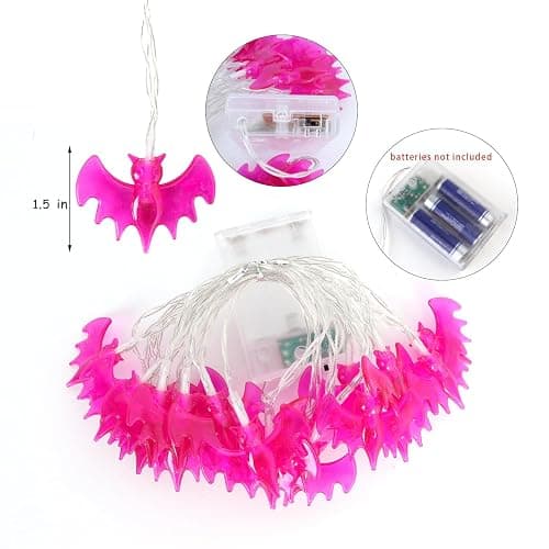 Halloween String Lights 10Ft 20 LEDs Battery Operated Outdoor Decorations Bat Lights for Halloween Party Decor thumbnail 4